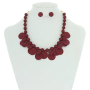 Disc and Beads Colored Statement Necklace