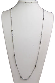 Glass Beaded Crystal Pave Ball Long Necklace