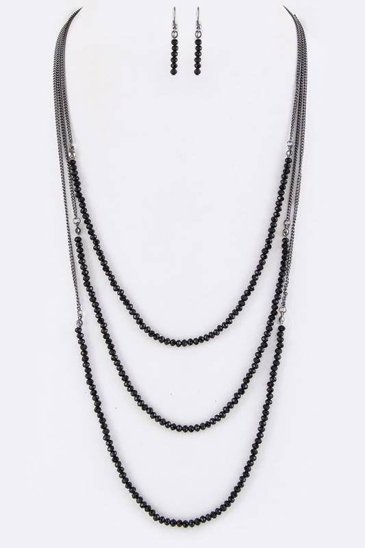 String Beads Layered Necklace Set