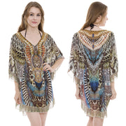 Brown Leopard Print Caftan with Stones