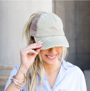 Distressed Criss Cross Pony Baseball Hat
