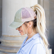 Distressed Criss Cross Pony Baseball Hat