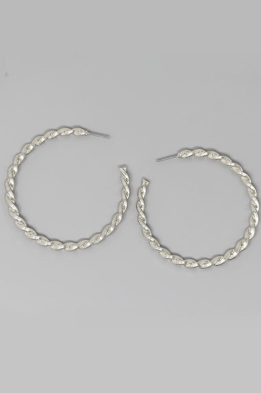 Twisted Rope Metal Hoop Earrings