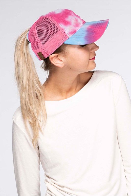 Tie - Dye Multi Color Pink Hat