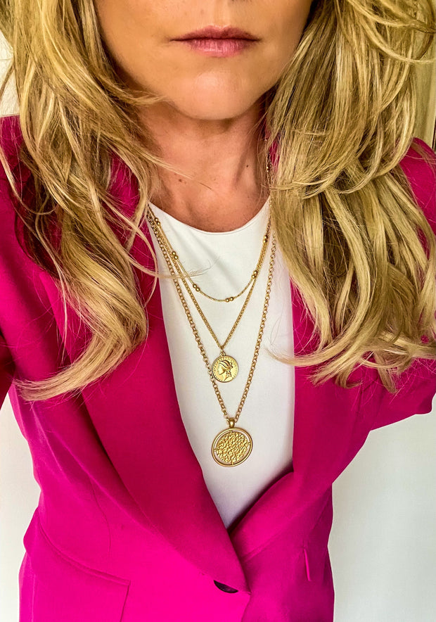 Everly Layered Coin Necklace in Matte Gold