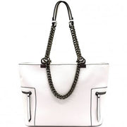 Pewter-Tone Hardware Chain Accent Shopper Tote